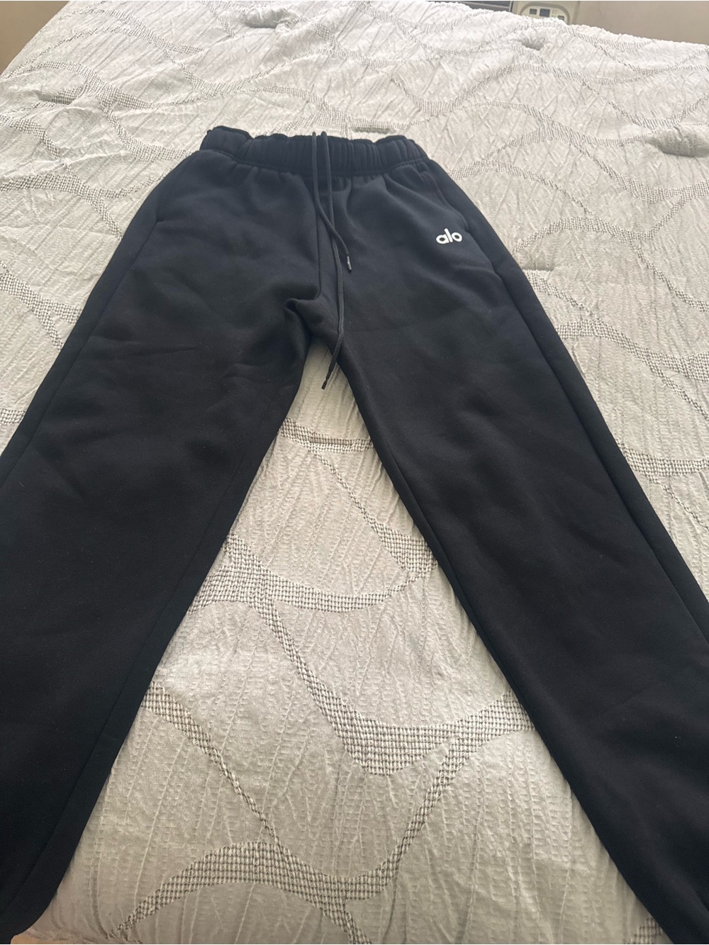 ALO Yoga MENS Black Sweatpants with White Logo